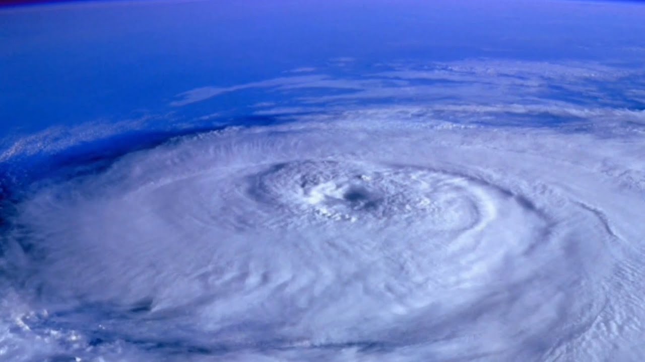 A hurricane seen from above, the opening frame of MagnaTrack's video